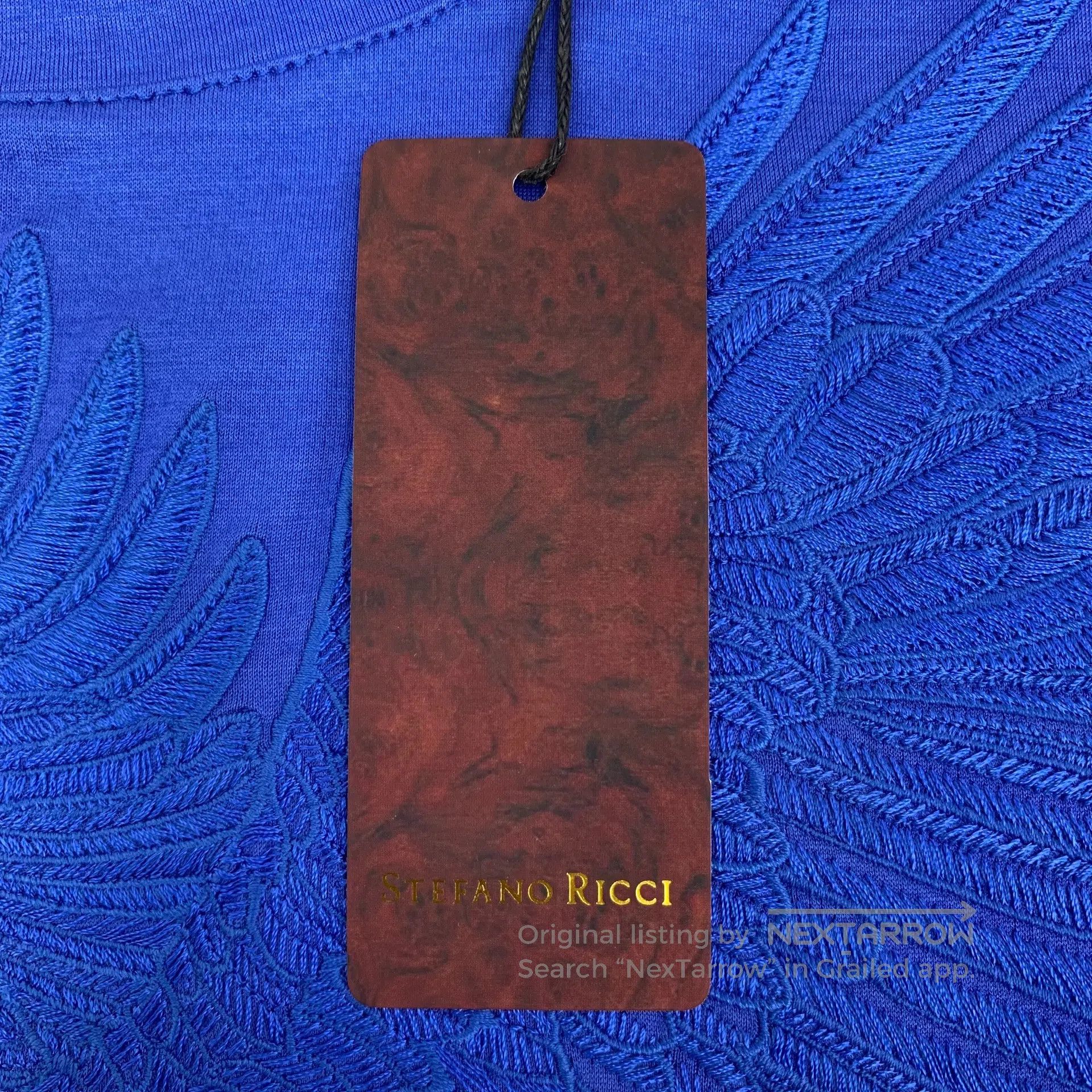 Stefano Ricci Stefano Ricci Dark Blue Eagle Embroidered Cotton Round Nec Size US S / EU 44-46 / 1 - 7 Thumbnail