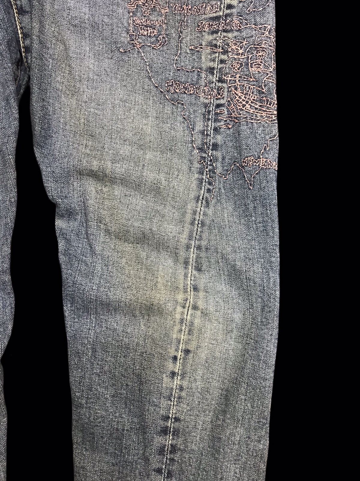 Japanese Brand 💥TWISTED LEG💥DOUBLE NAME PIRATE EMBROIDERY TWIST DENIM F410 Size US 31 - 4 Thumbnail