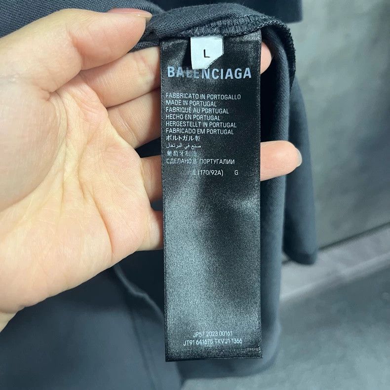 Balenciaga Balenciaga Black Grey Logo Short Sleeve T-Shirt-2506 Size US L / EU 52-54 / 3 - 3 Thumbnail