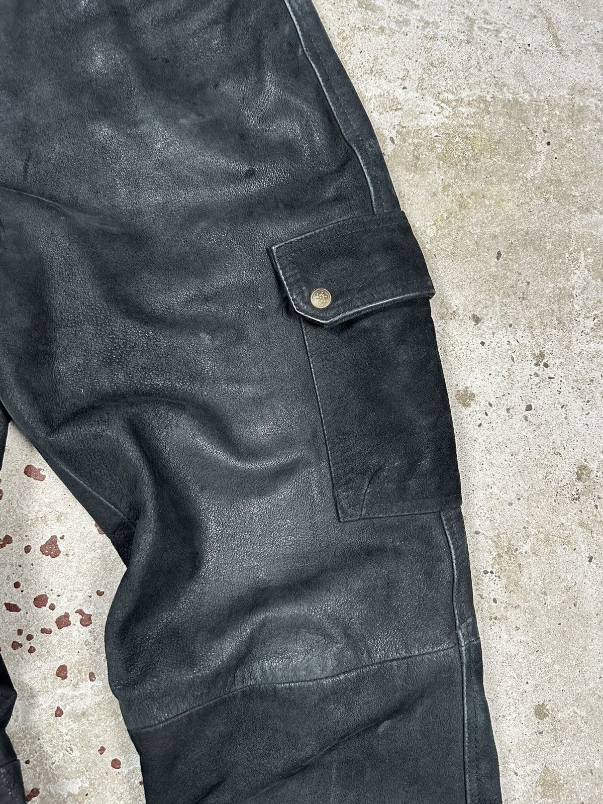 Other Vintage 90s Black Genuine Leather Cargo Baggy Pants Size US 38 / EU 54 - 5 Thumbnail