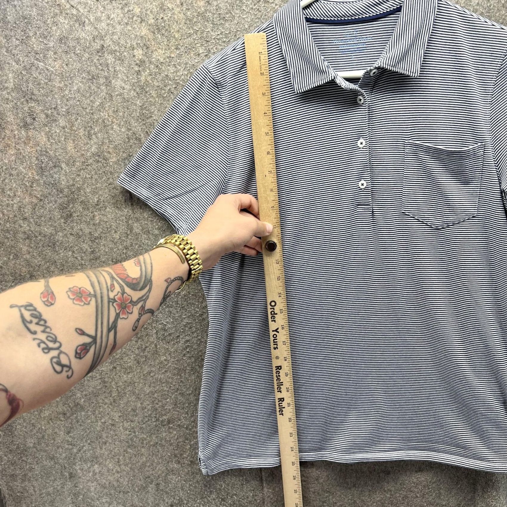 Vineyard Vines Vineyard Vines Polo Shirt Womens Large Blue Stripe Stretch Golf Performance Shirt Size L / US 10 / IT 46 - 5 Thumbnail