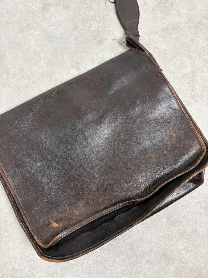 Yves Saint Laurent 2000s Yves Saint Laurent Brown Eroded Leather Shoulder Bag Size ONE SIZE - 5 Thumbnail