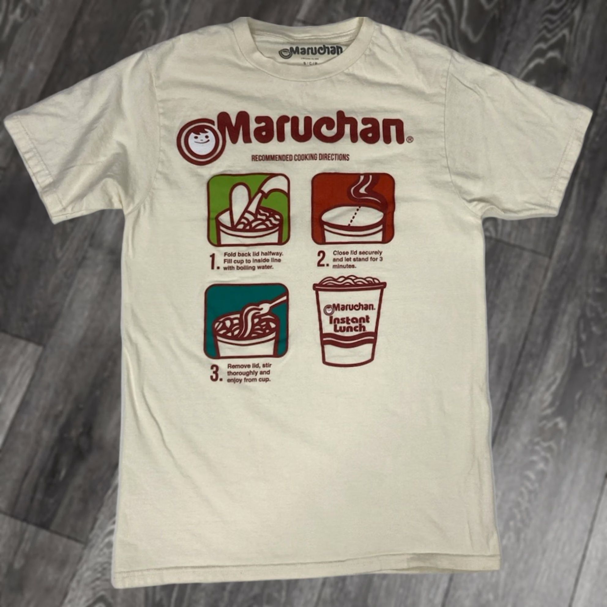 Vintage Maruchan T-Shirt Women Small Ivory Short Sleeve Crew Neck Pullover Casual Everyday Size S / US 4 / IT 40 - 1 Thumbnail