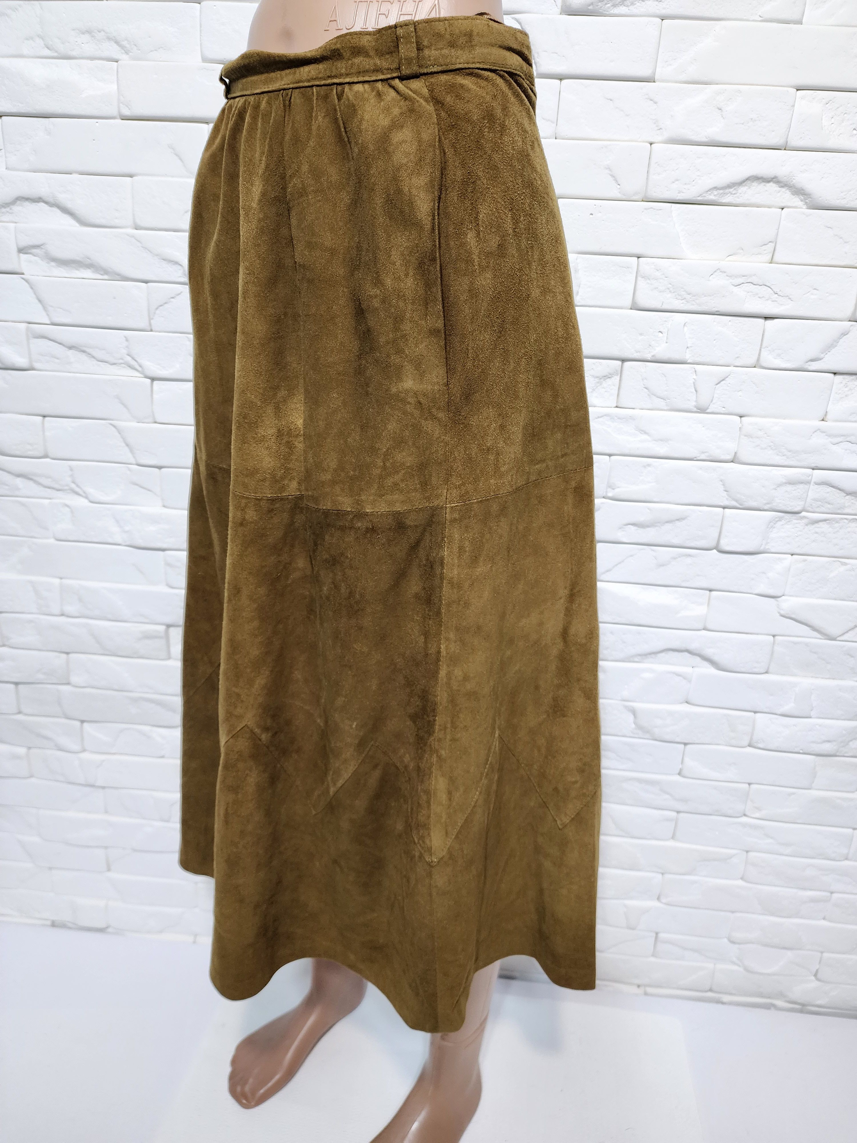 Genuine Leather Genuine Brown Leather Skirt Size 38" / US 16 / IT 52 - 2 Thumbnail