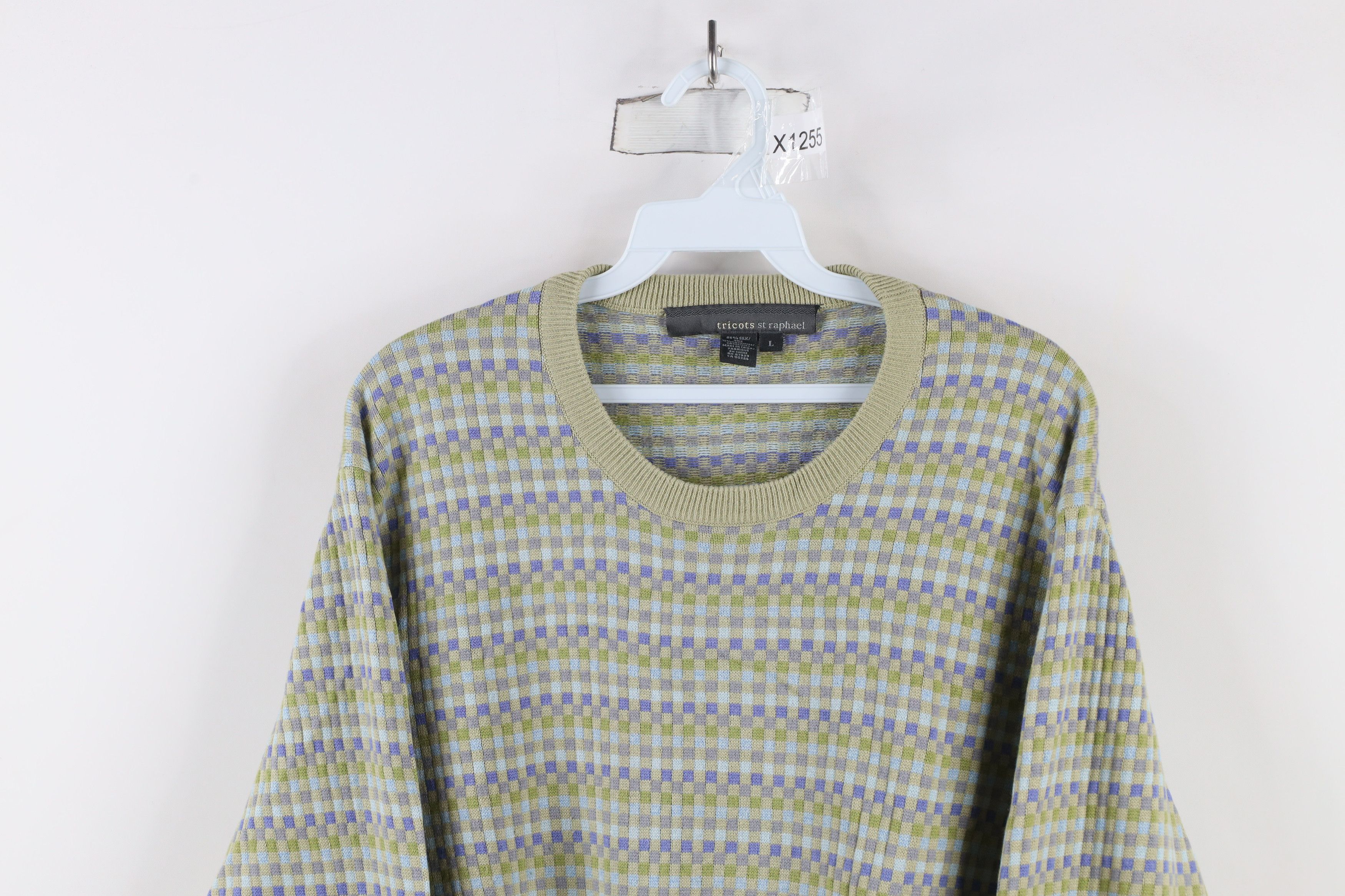 Vintage Vintage 90s Streetwear Checkered Knit Crewneck Sweater Size US L / EU 52-54 / 3 - 2 Thumbnail