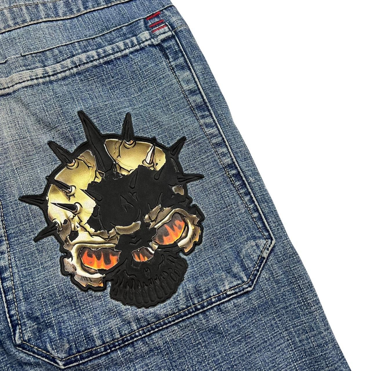 JNCO Vintage Jnco Skull Baggy Denim Shorts / Jorts - Waist: 30” Size US 30 / EU 46 - 3 Thumbnail