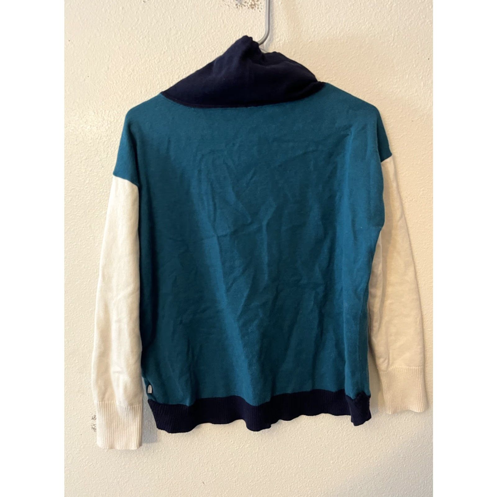 Talbots Talbots Teal Sweater Pullover w/ White Sleeves Size M Womens Size Medium Size M / US 6-8 / IT 42-44 - 3 Thumbnail