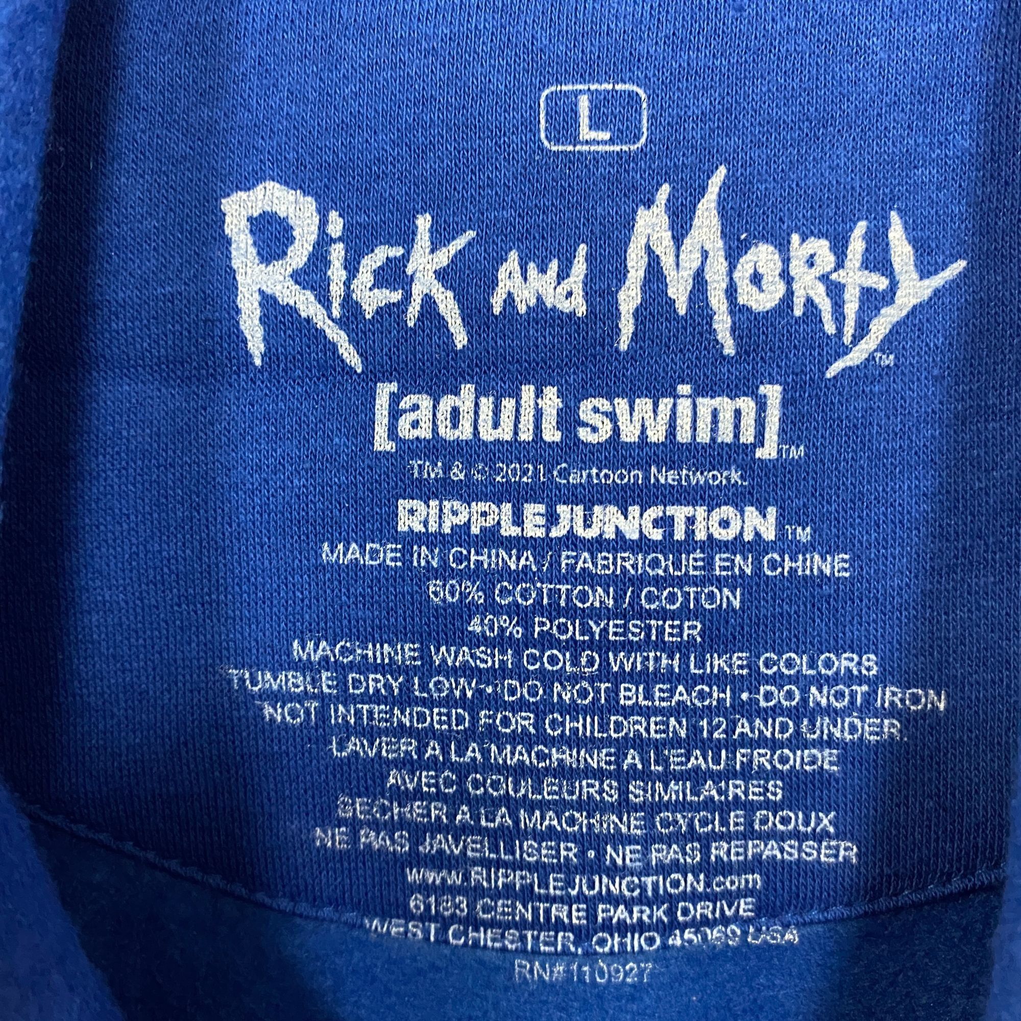Ripple Junction Adult Swim Rick and Morty Graphic Print Hoodie Large Size US L / EU 52-54 / 3 - 4 Thumbnail