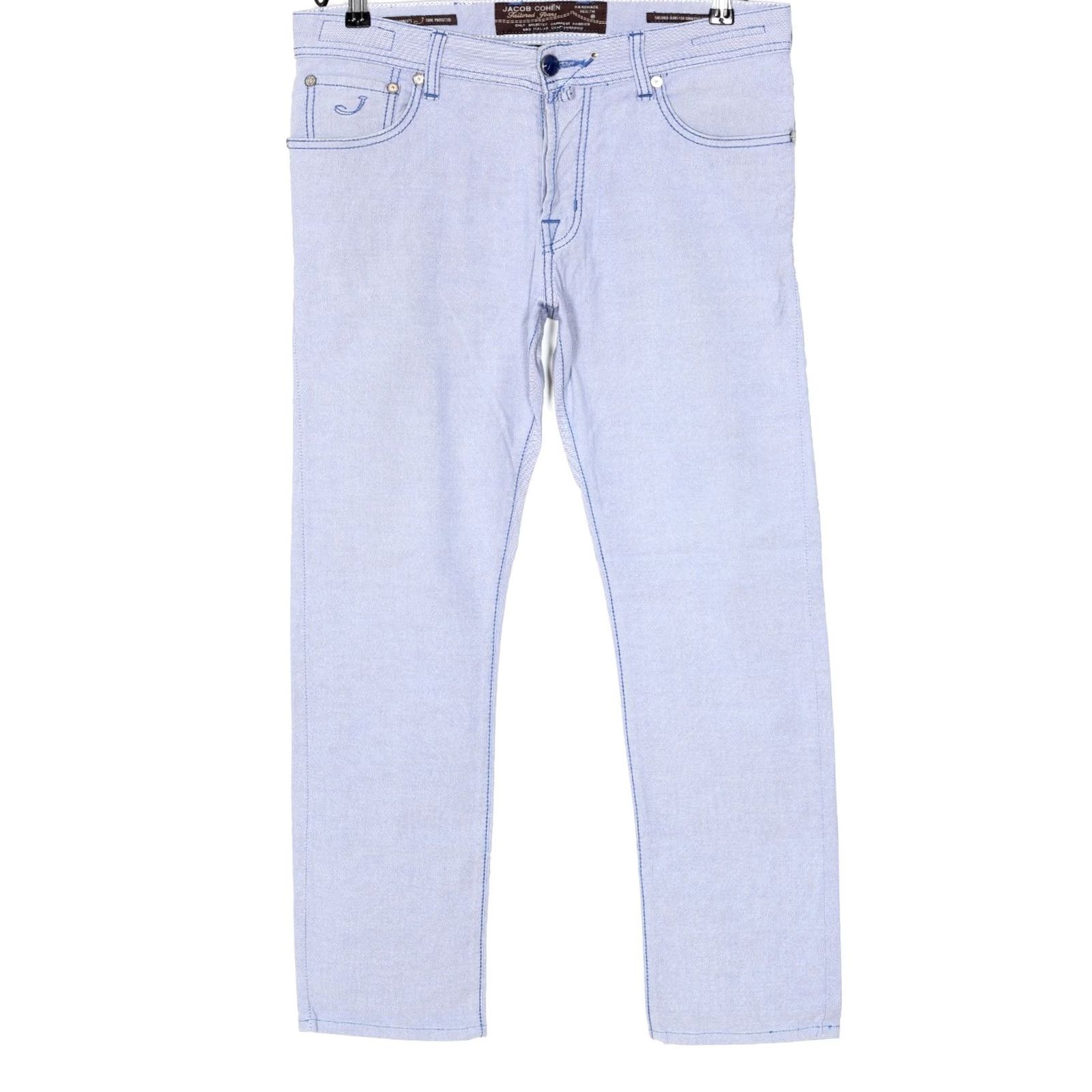 Jacob Cohen JACOB COHEN J620 Comfort Stretch Trousers Men 34x28 Blue Casual Slim Pockets Logo DZ4487 Size US 34 / EU 50 - 2 Thumbnail