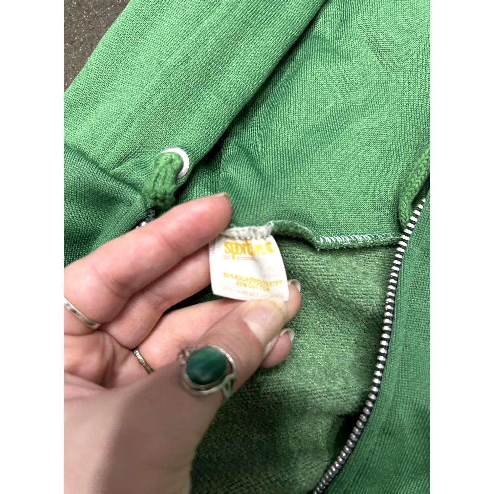 Ford VINTAGE Spring Ford Hoodie Mens Small Green Full Zip Fleece Sweatshirt 80s Blank Zip Hoodie (Mens) Size US S / EU 44-46 / 1 - 3 Thumbnail