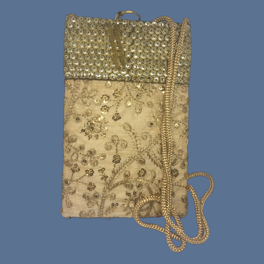 Etro VINTAGE Metro Gold Embroidered and Sequin Crossbody Bag with Belt Clip 7.5 x 5" Size ONE SIZE - 1 Thumbnail