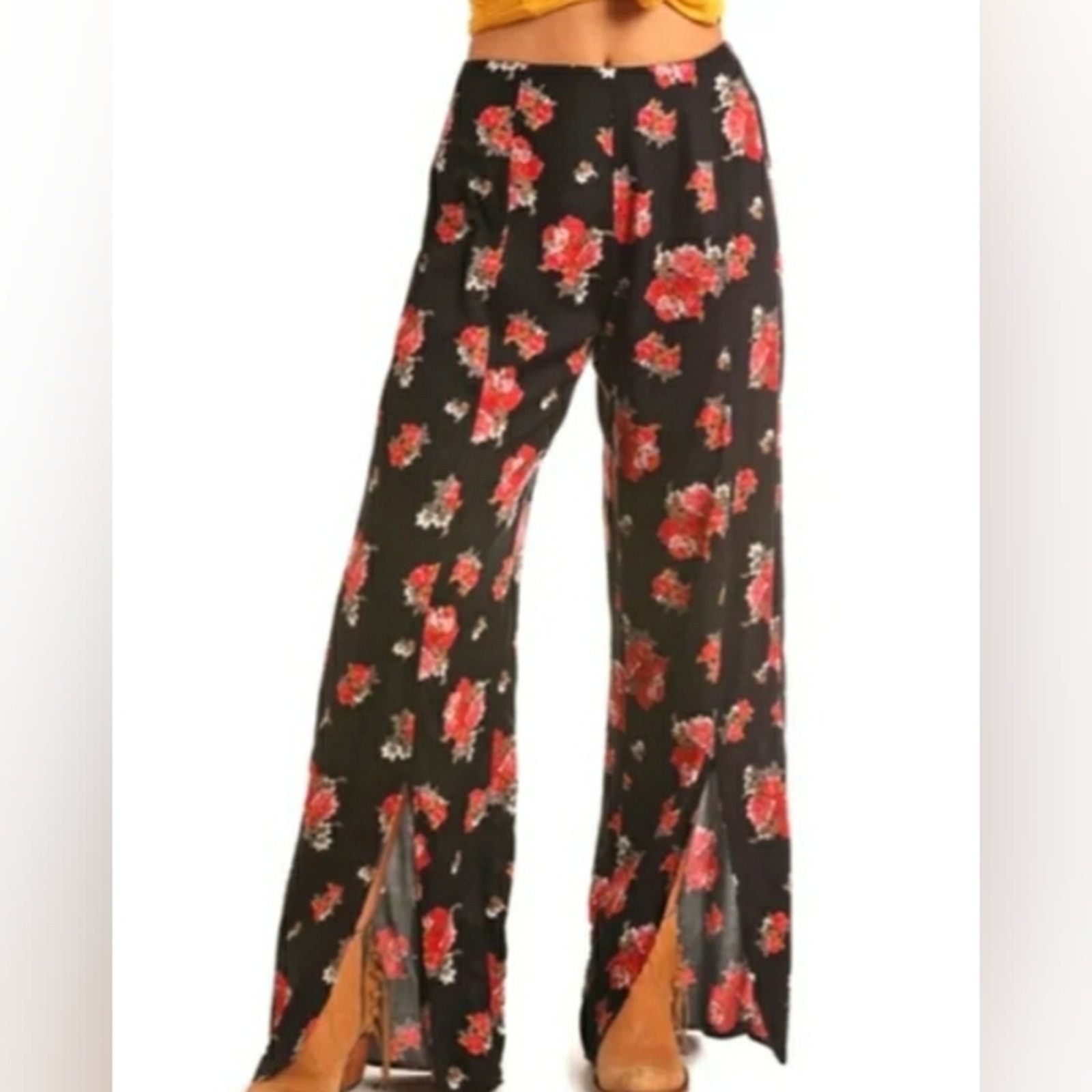 Other Rock&Roll Cowgirl Floral Wide Leg Pants Size 30" / US 8 / IT 44 - 1 Thumbnail