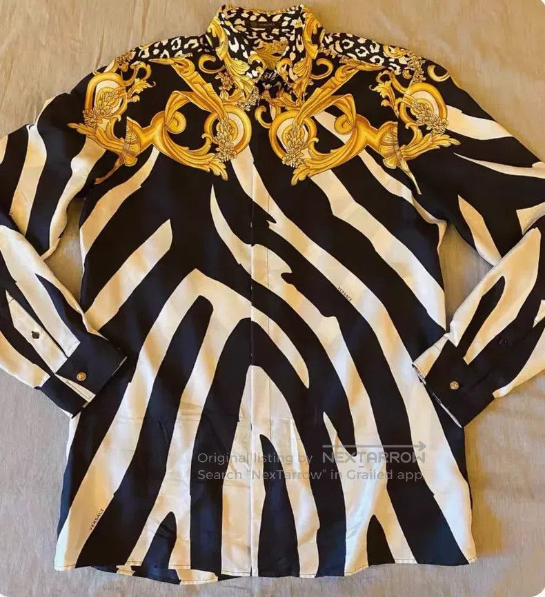 Versace Versace Mulberry silk zebra pattern long-sleeved shirt Size US M / EU 48-50 / 2 - 1 Thumbnail