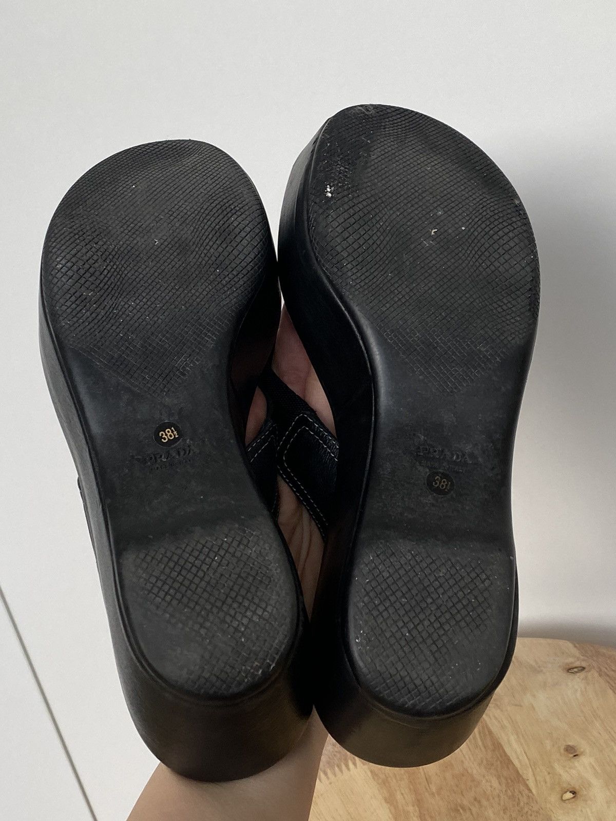 Prada × Vintage Prada Vintage Thongs Flip Flops Slides on platform Wedges Size US 7.5 / IT 37.5 - 8 Thumbnail