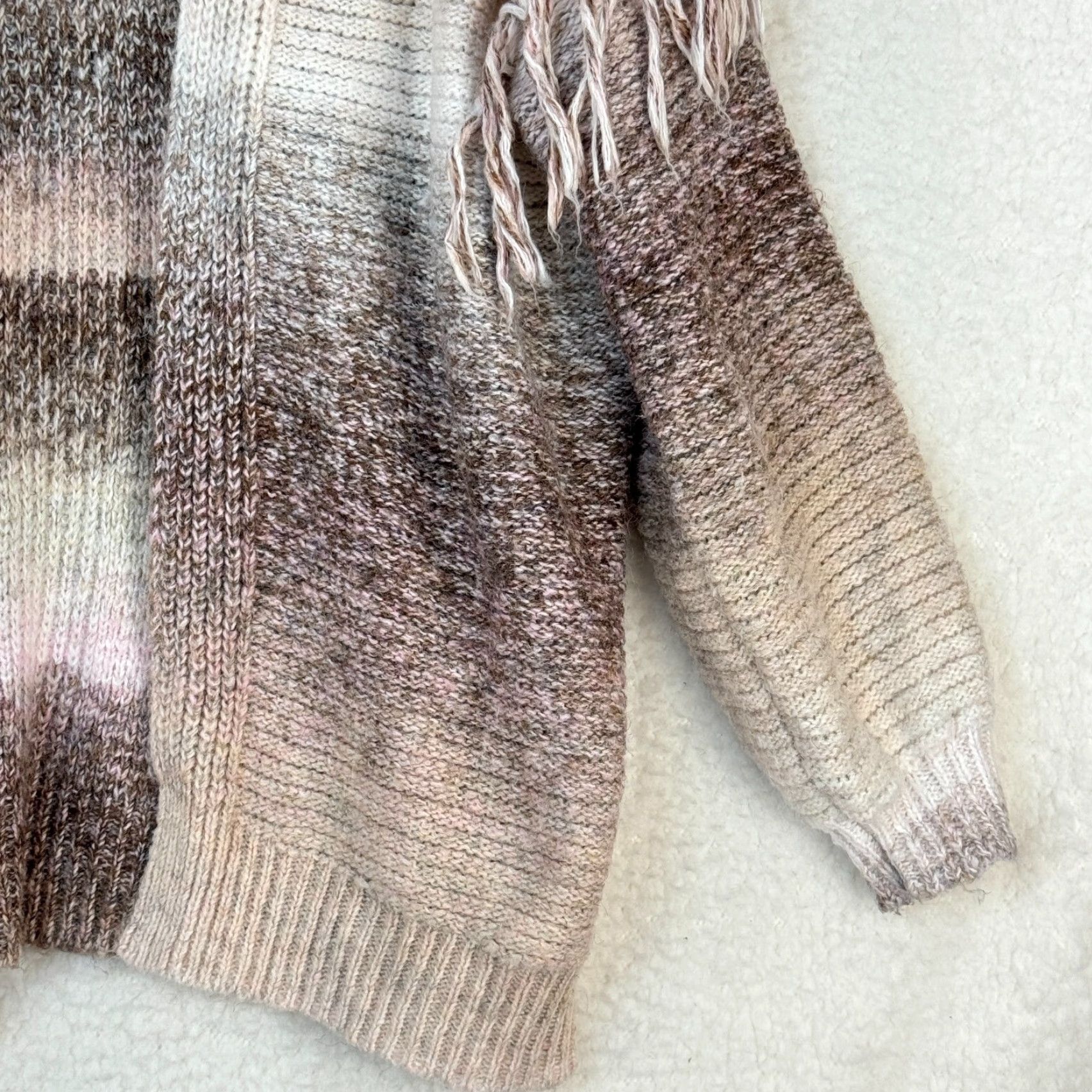 Frye Frye and Co. Cardigan Sweater Womens Large Pink Ombre Long Sleeve Knit Fringe Size L / US 10 / IT 46 - 3 Thumbnail