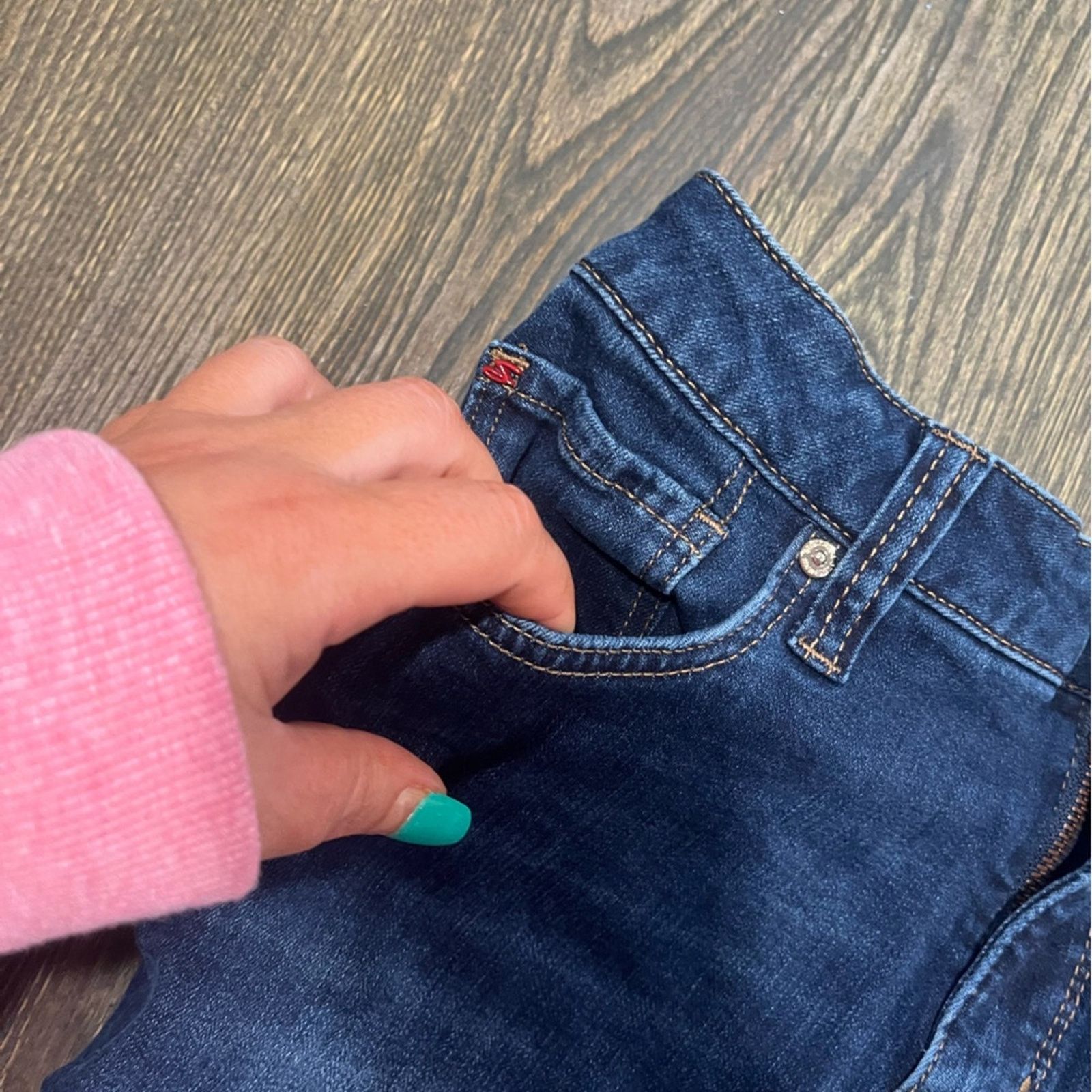 Vintage Seven7 Weekend Shorts Mid Rise Whisker Denim Stretch Size 6 Size 28" / US 6 / IT 42 - 2 Thumbnail