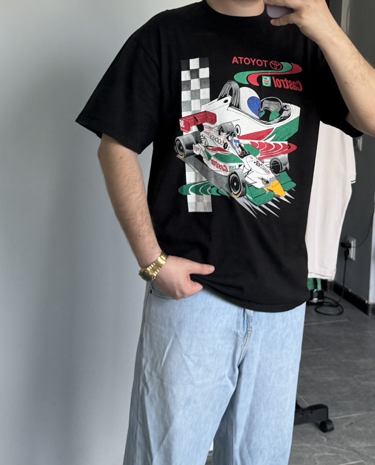 Formula 1 90s TOYOTA CASTROL Made in USA Vintage Racing Tee shirt Size US XL / EU 56 / 4 - 8 Thumbnail