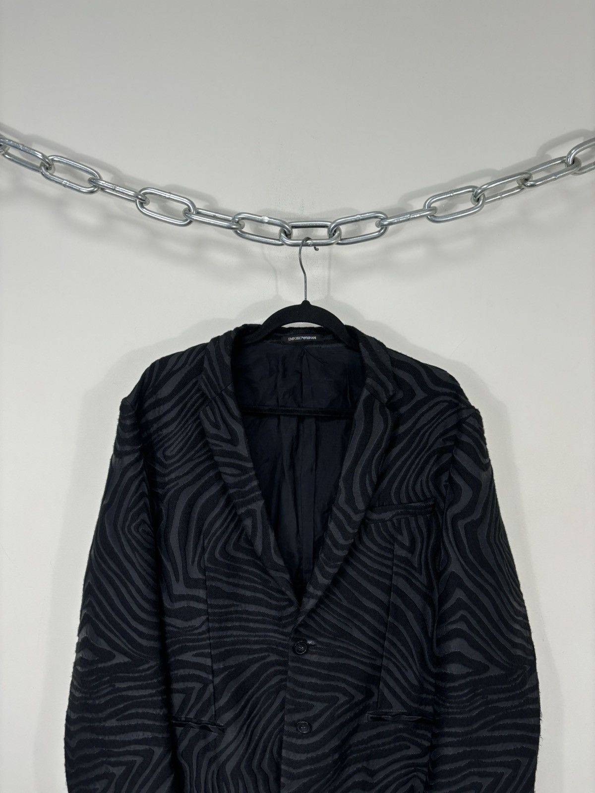 Emporio Armani Emporio Armani Men’s Zebra Jacquard Wool Blend Blazer Jacket Size 46R - 4 Thumbnail