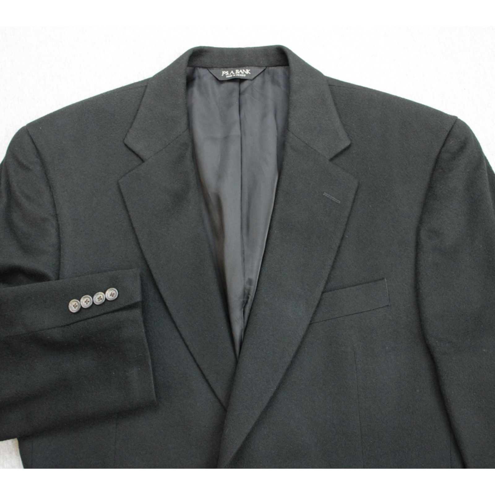 Jos A Bank Blazer Mens 40L Black Cashmere Wool Sports Jacket