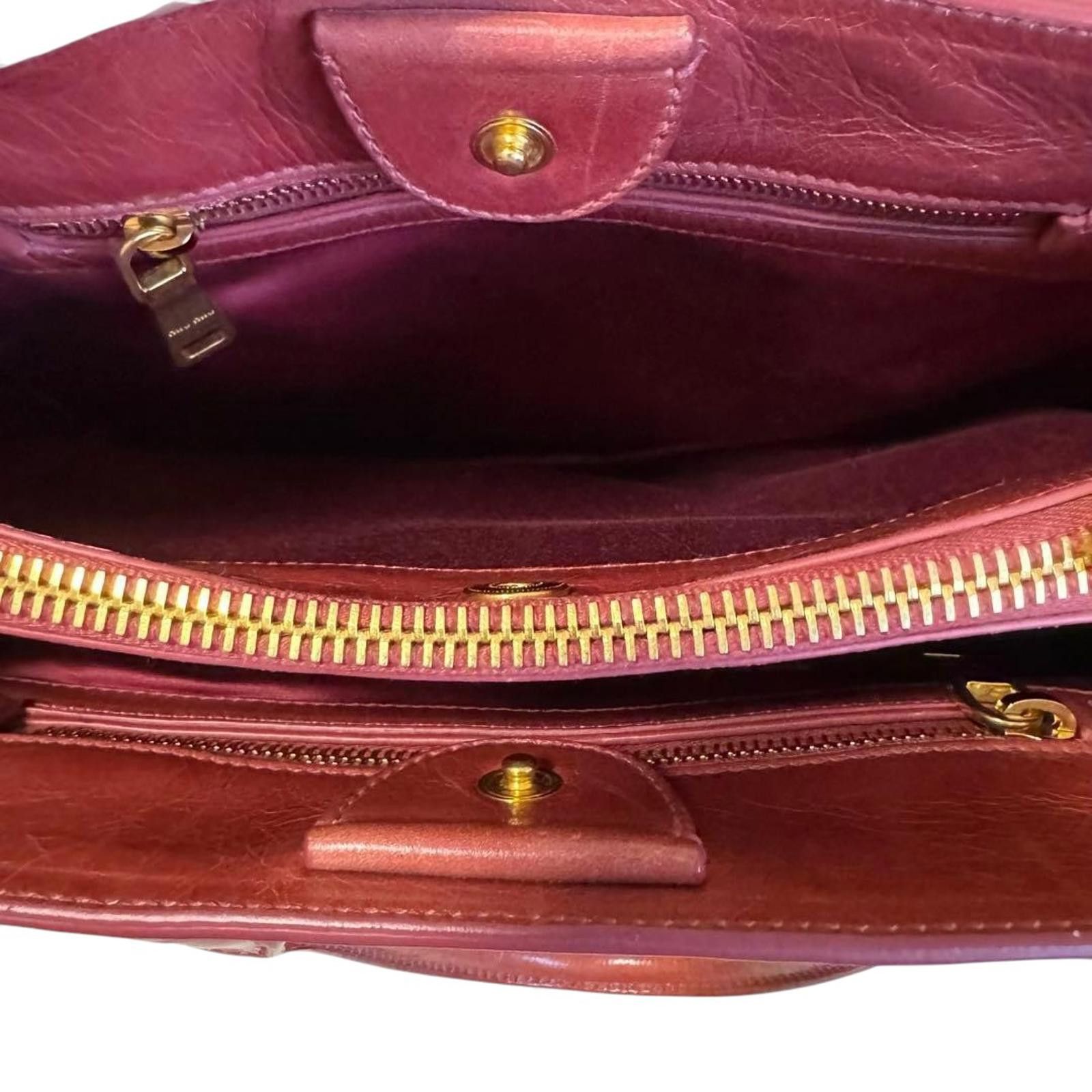 Miu Miu Miu Miu - Burgundy Leather Women's Handbag Size ONE SIZE - 4 Thumbnail