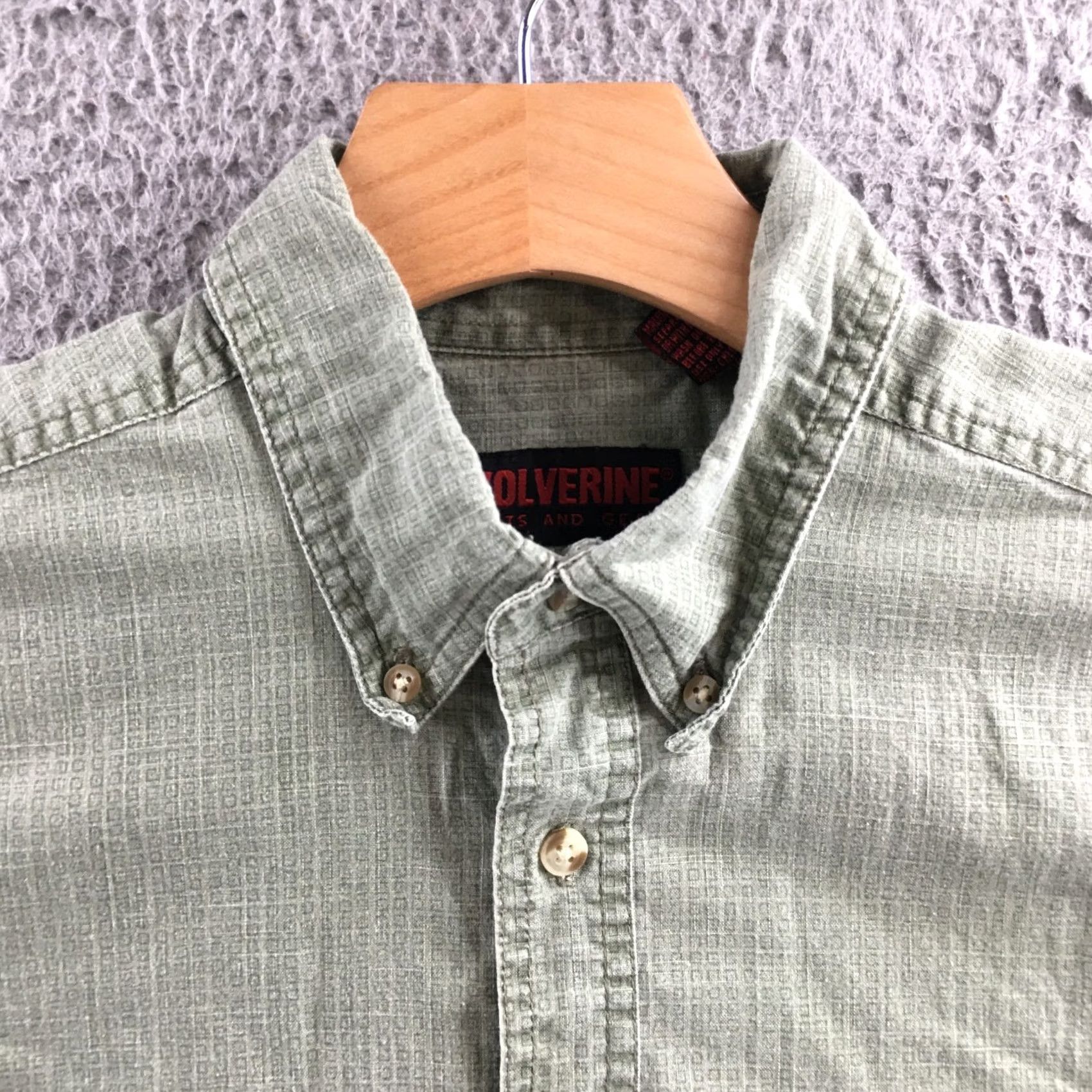 Olive Wolverine Boots & Gear Shirt Mens M Cotton Olive Green Button-Down Short Sleeve Shirt Size US M / EU 48-50 / 2 - 3 Thumbnail