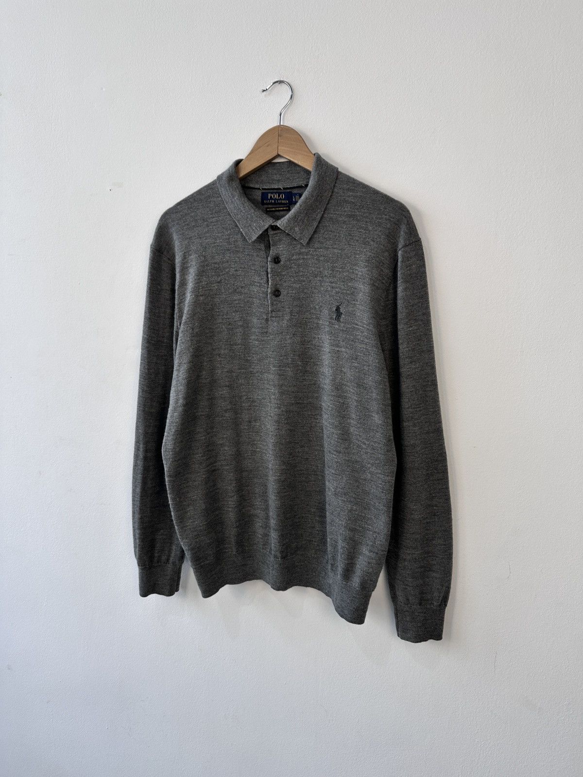 Polo Ralph Lauren Polo Ralph Lauren Merino Wool Long Sleeve Polo Sweater L Size US L / EU 52-54 / 3 - 3 Thumbnail