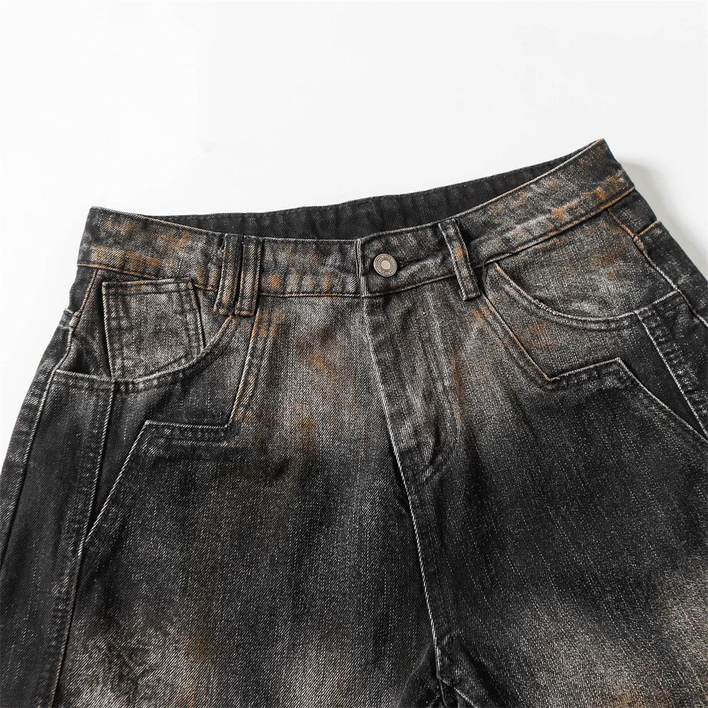 Vintage Men's washed gradient distressed dirty straight work jeans Size US 32 / EU 48 - 3 Thumbnail