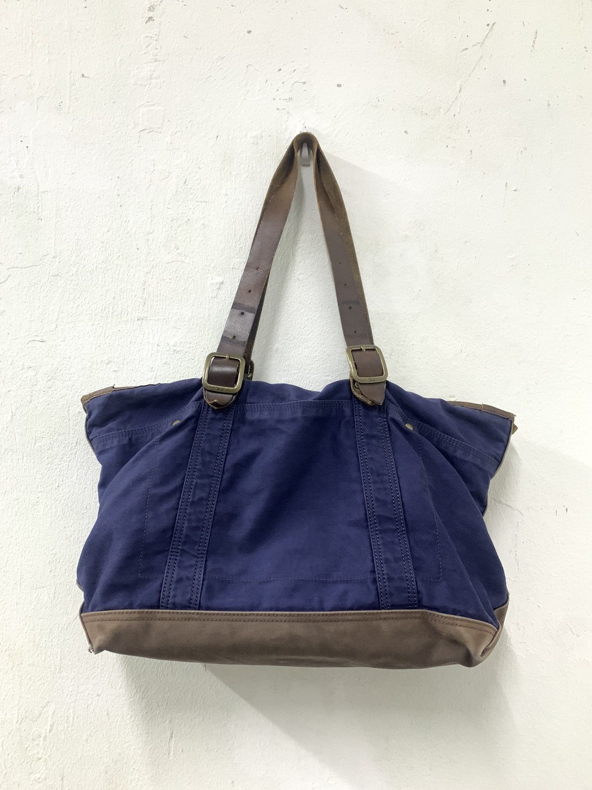 Japanese Brand TIE IN Cotton Bag Leather Trimming Size ONE SIZE - 2 Thumbnail