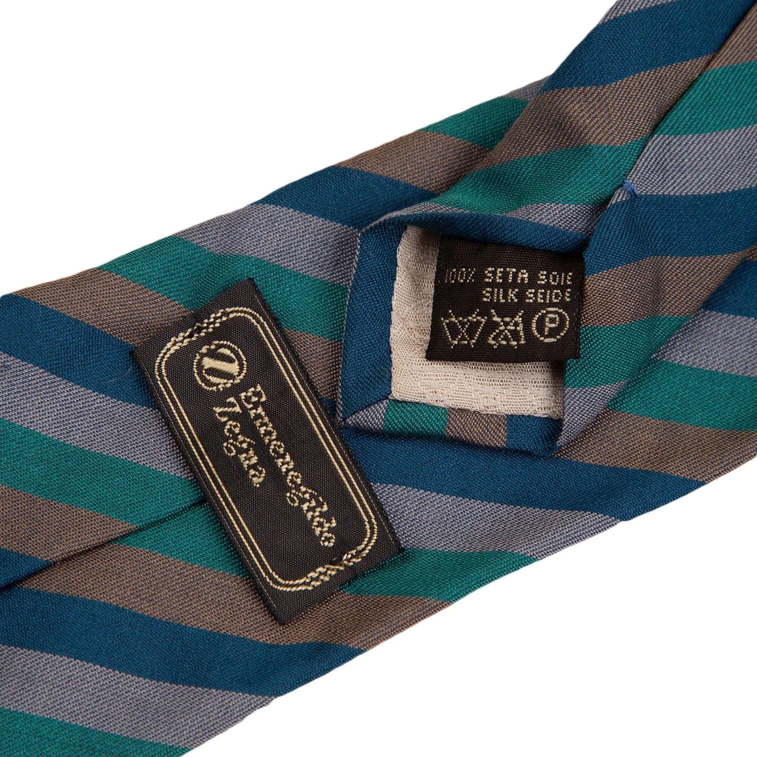 Dries Van Noten Silk Regimental Tie in Blue Grey and Brown Size ONE SIZE - 6 Thumbnail