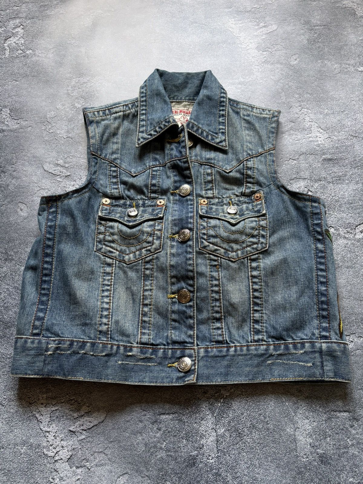True Religion Vintage True Religion Tropical Flamingo Y2K Denim Vest Size S / US 4 / IT 40 - 3 Thumbnail
