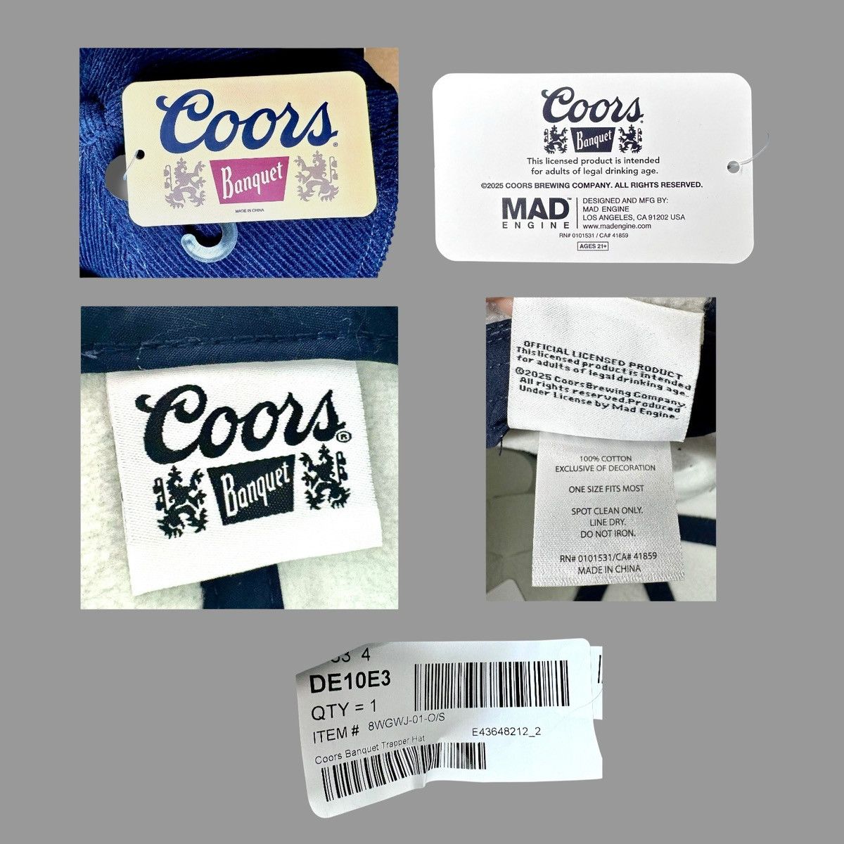 Mad Engine Mad Engine Coors Banquet Mens Blue Corduroy Trapper Hat OS Size ONE SIZE - 10 Thumbnail