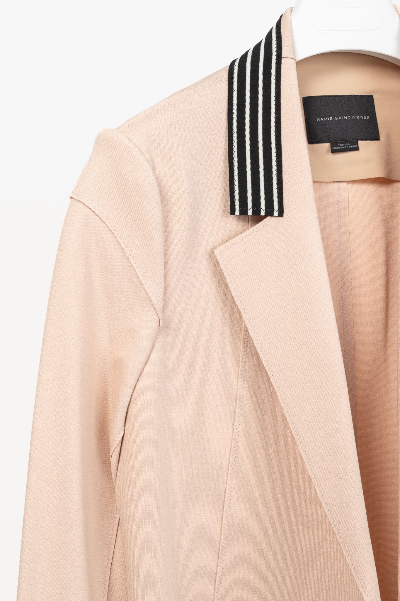 Marie Saint Pierre Marie Saint Pierre Peach Double-Jersey Stripe-Trim Blazer Size L / US 10 / IT 46 - 5 Thumbnail