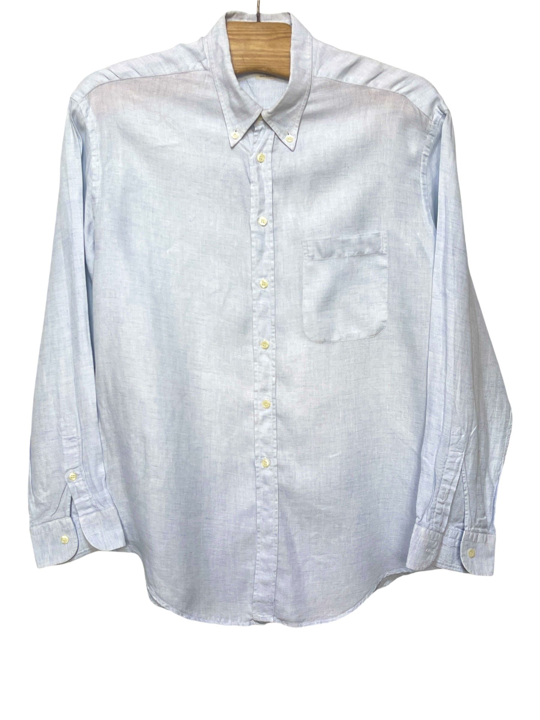 🔥 ermenegildo Zegna linen lino light blue shirt size xxl