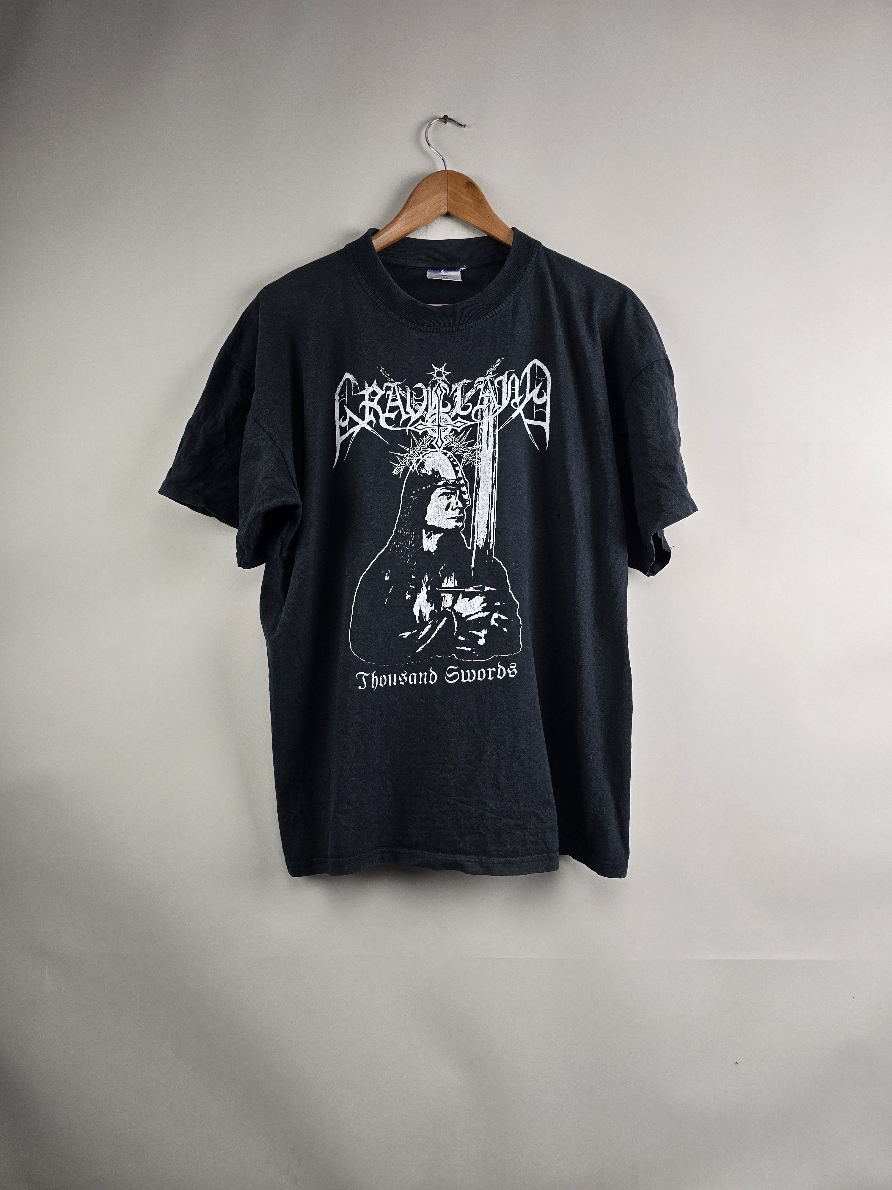 image of Band Tees x Rock Tees 2000 Graveland Thousand Swords XL 23.5" 27" in Black, Men's