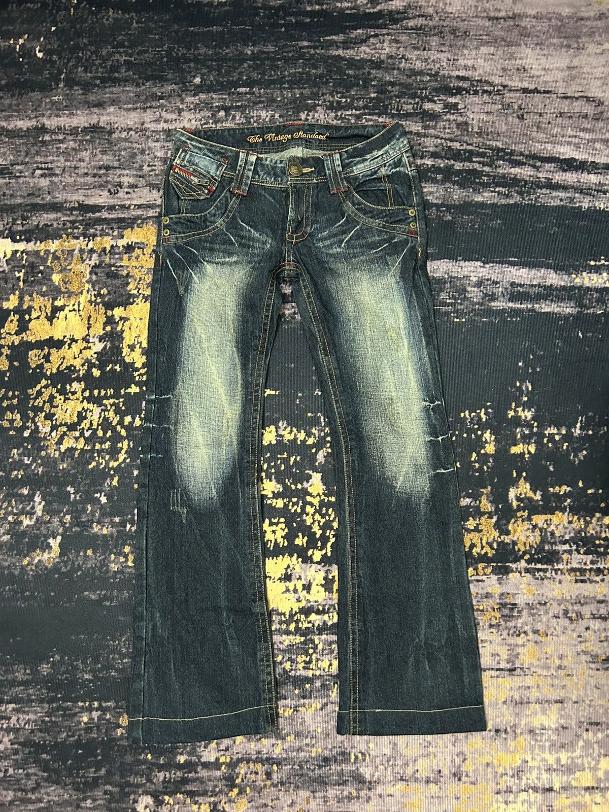 Japanese Brand Vintage Sky Bomber Mudwash Flare Jeans Size US 30 / EU 46 - 2 Thumbnail