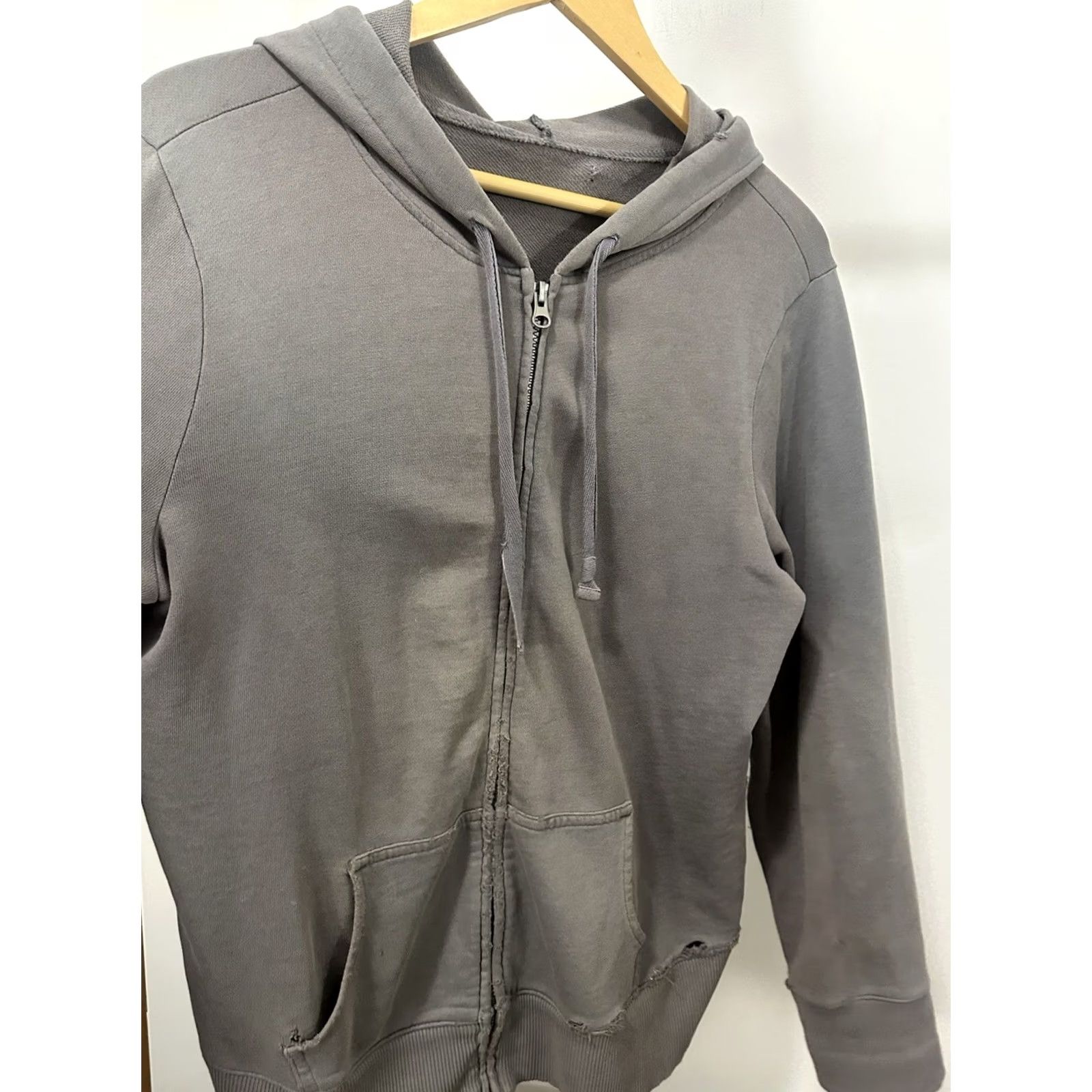 Thrasher VTG Y2K Grunge Distressed Thrashed Worn Women's Full Zip Hoodie Sweatshirt Sz L Gray Size L / US 10 / IT 46 - 3 Thumbnail