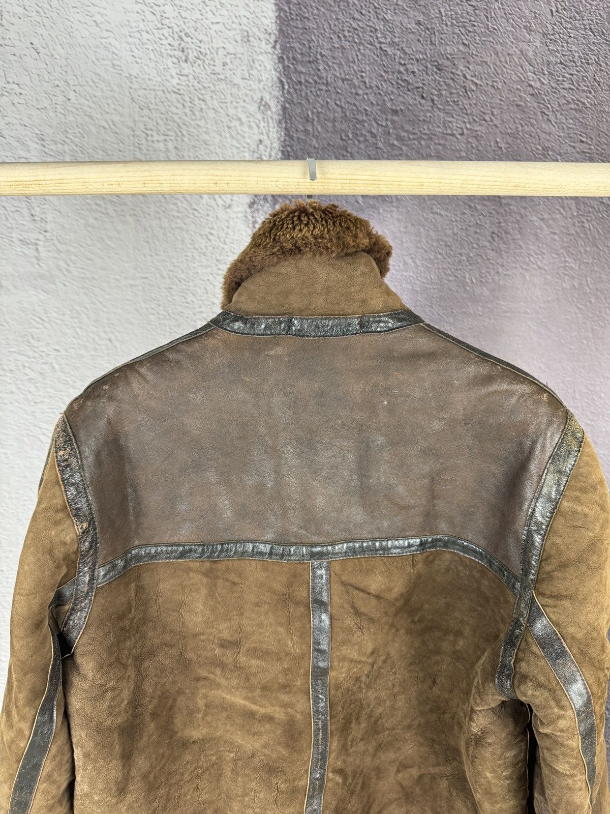 Vintage 90s y2k type b-3 leather shearling brown jacket