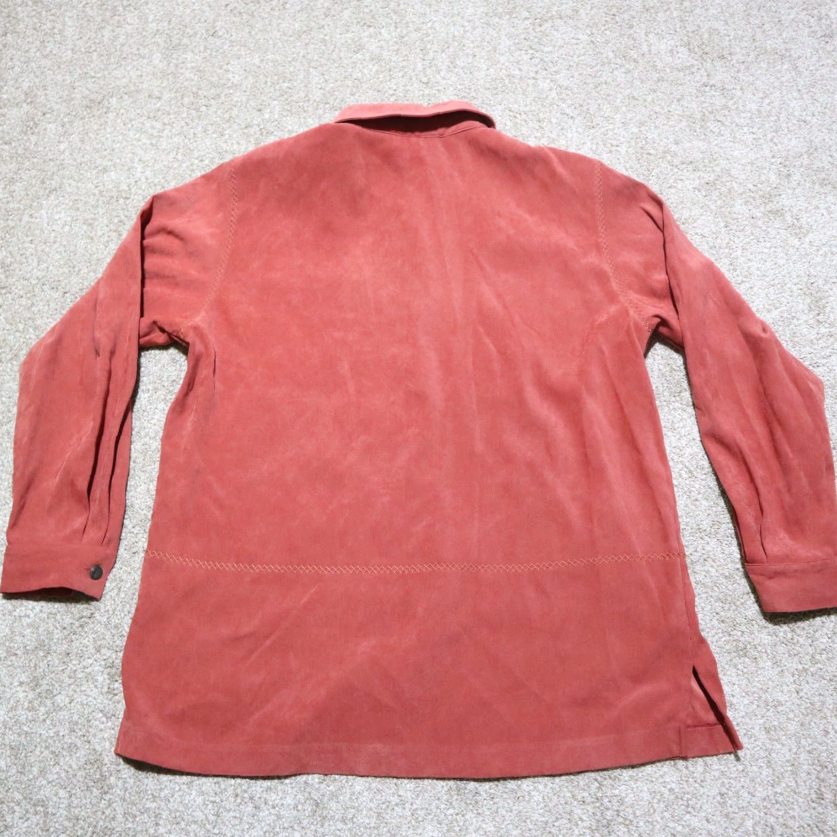 Vintage Alfred Dunner Red Button Up Coat Jacket Women's 10 Long Sleeve Lightweight All Seasons Fall Winter Business Formal Party/Cocktail Womens Size L / US 10 / IT 46 - 7 Thumbnail