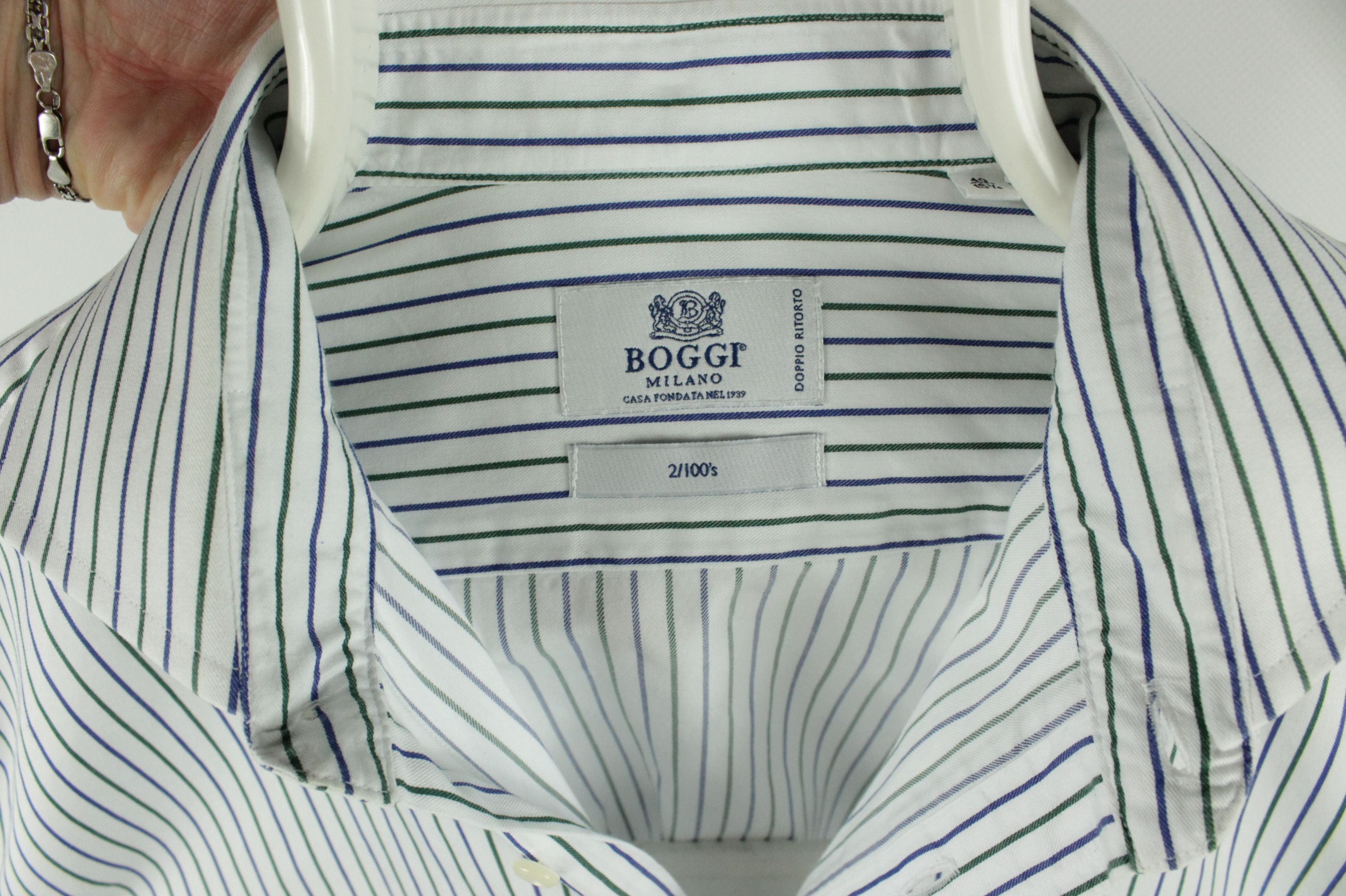 Boggi Boggi Milano Doppio Ritorto Multi Striped Formal Shirt Size US L / EU 52-54 / 3 - 3 Thumbnail
