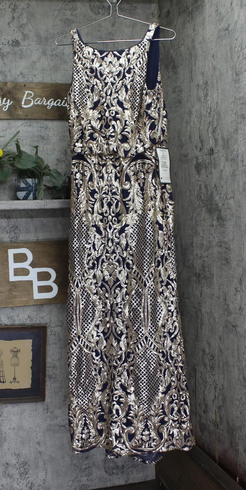 Other Nwt R&m Richards Blouson Dress Gown Navy Blue / Gold 10 Size L / US 10 / IT 46 - 1 Thumbnail
