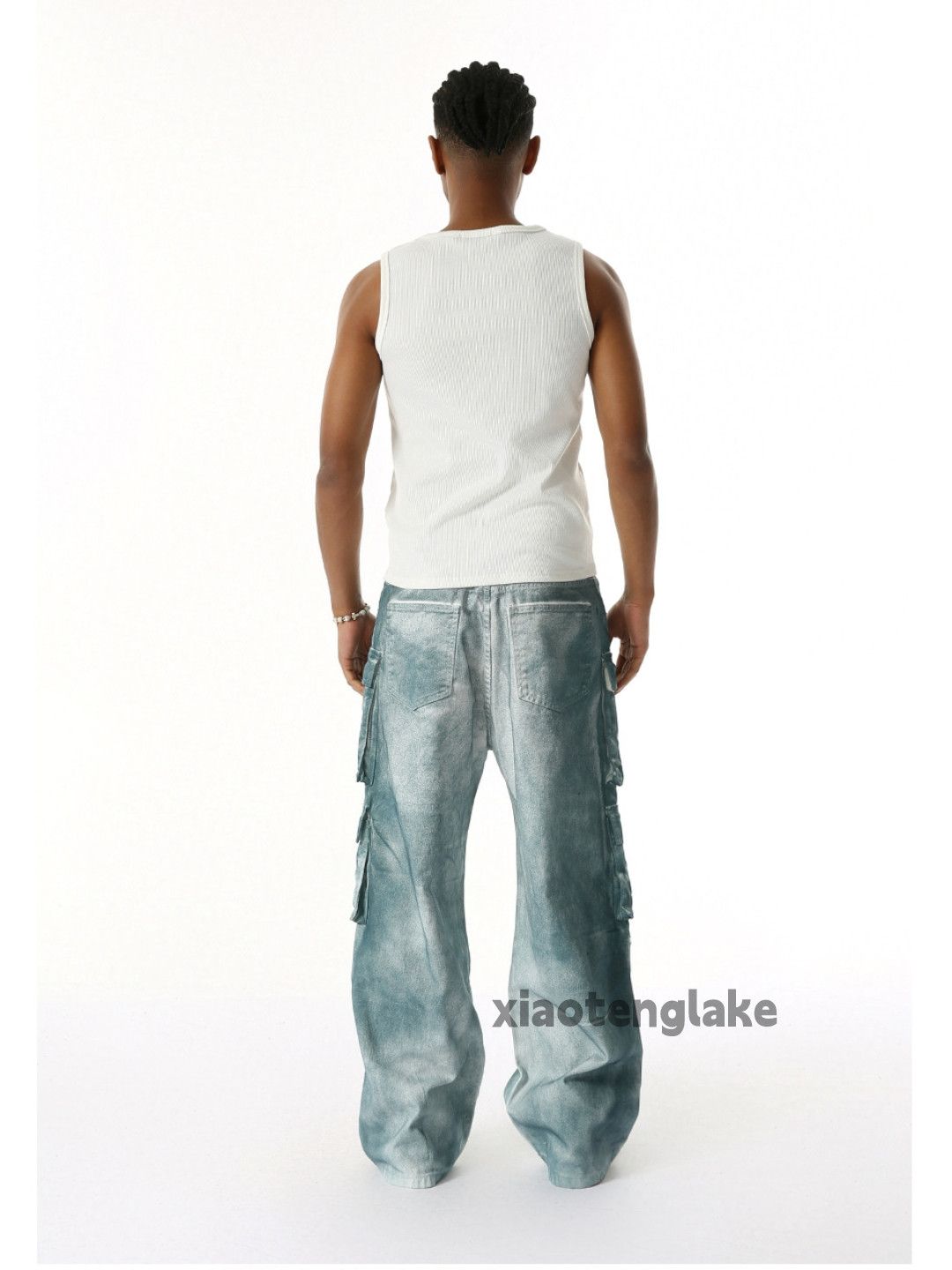 Jean Unisex outdoor tie dye loose baggy hiphop cargo pants Size US 32 / EU 48 - 9 Thumbnail
