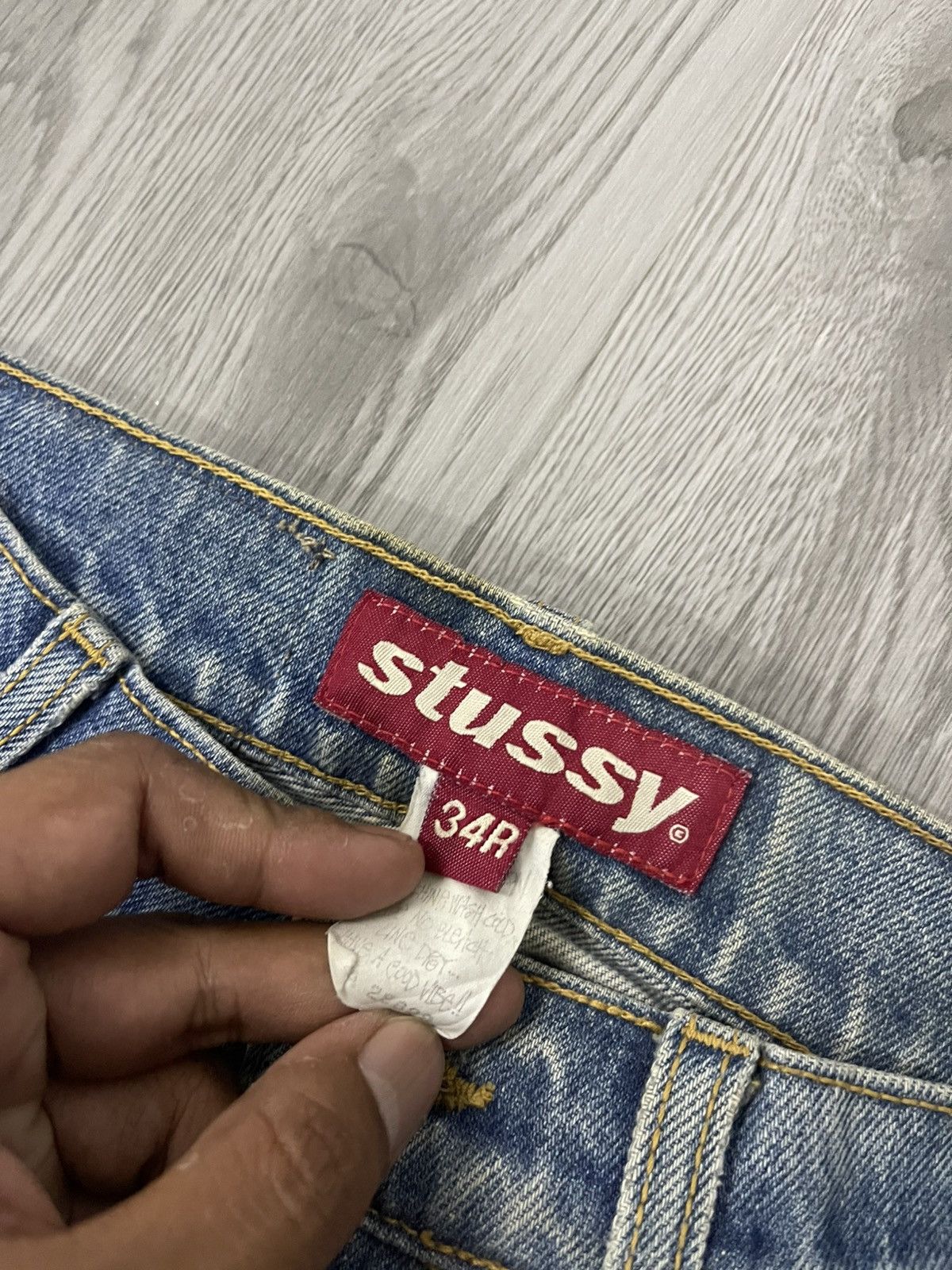 Stussy × Vintage Rip distressed rework Stussy denim Size US 33 - 6 Thumbnail