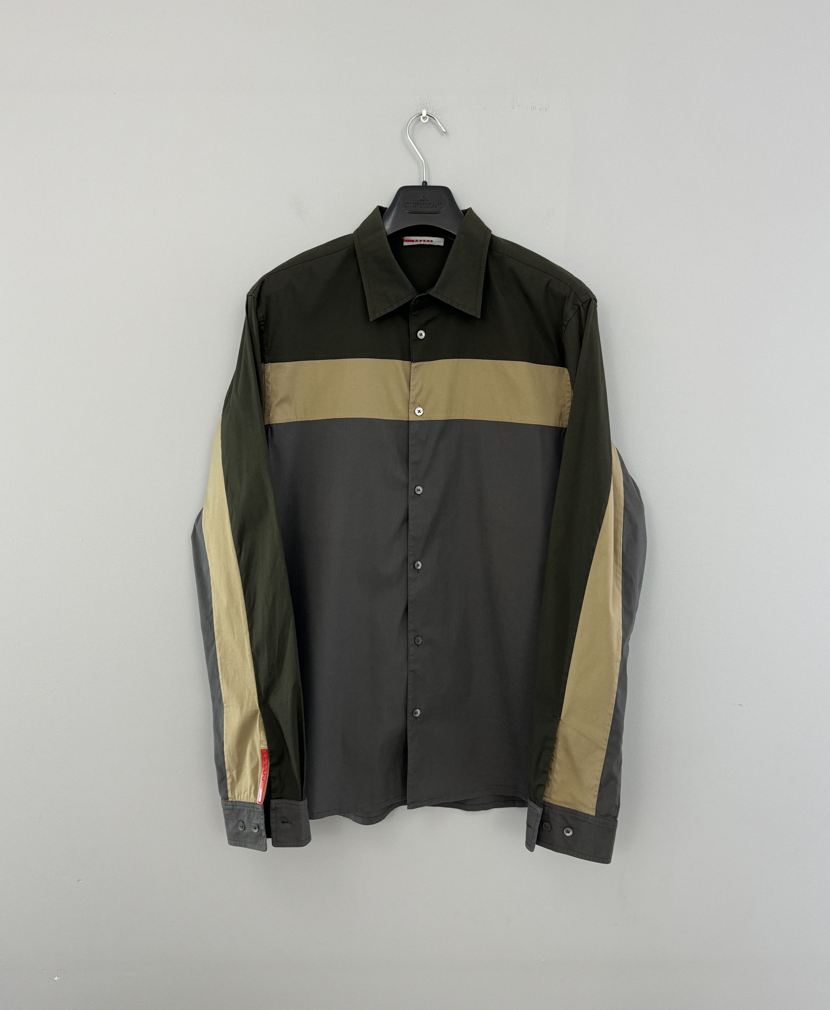 Prada Cotton Nylon Stripe Shirt Button Down Long Size L