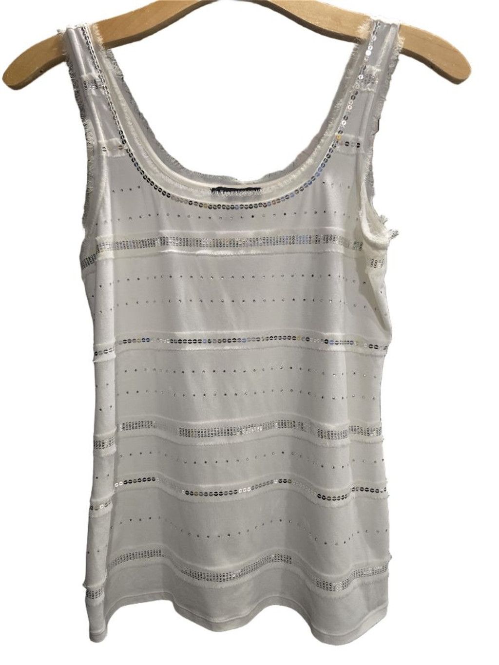 White House Black Market Women's White House Black Market White Silver Sequin Tank M Size M / US 6-8 / IT 42-44 - 2 Thumbnail