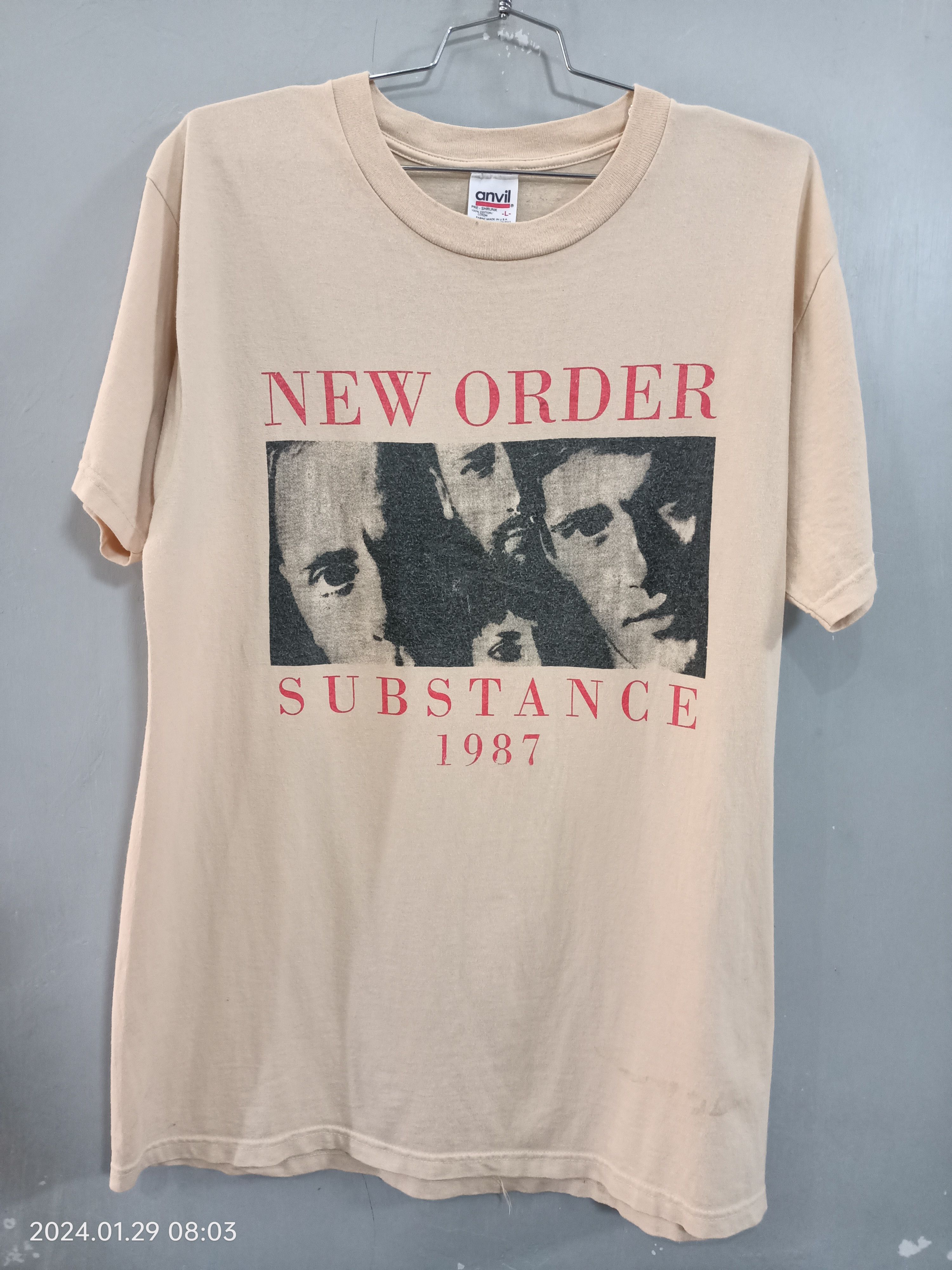 image of Archival Clothing x Band Tees Vintage Late 90's New Order Substance T Shirts in White (Size Large)
