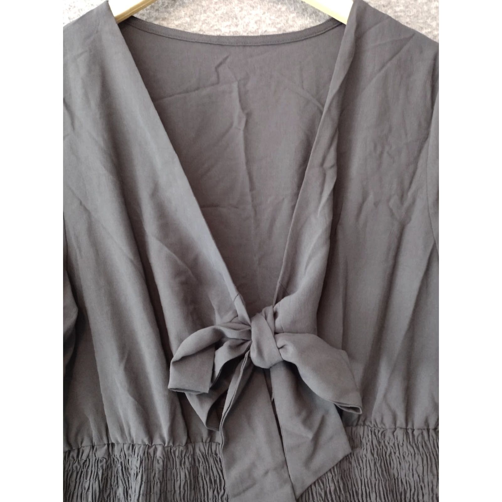 Vintage Etiquette Front Knot Mini Dress Long Sleeve M/L Black 90s Women Shirt/ dress Size M / US 6-8 / IT 42-44 - 2 Thumbnail