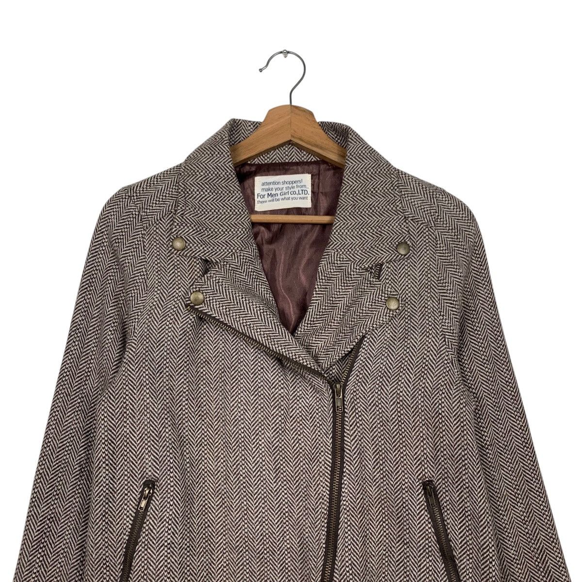 Japanese Brand FOR MEN GIRL Herringbone Double Collar Jacket #2452-C110 Size M / US 6-8 / IT 42-44 - 2 Thumbnail
