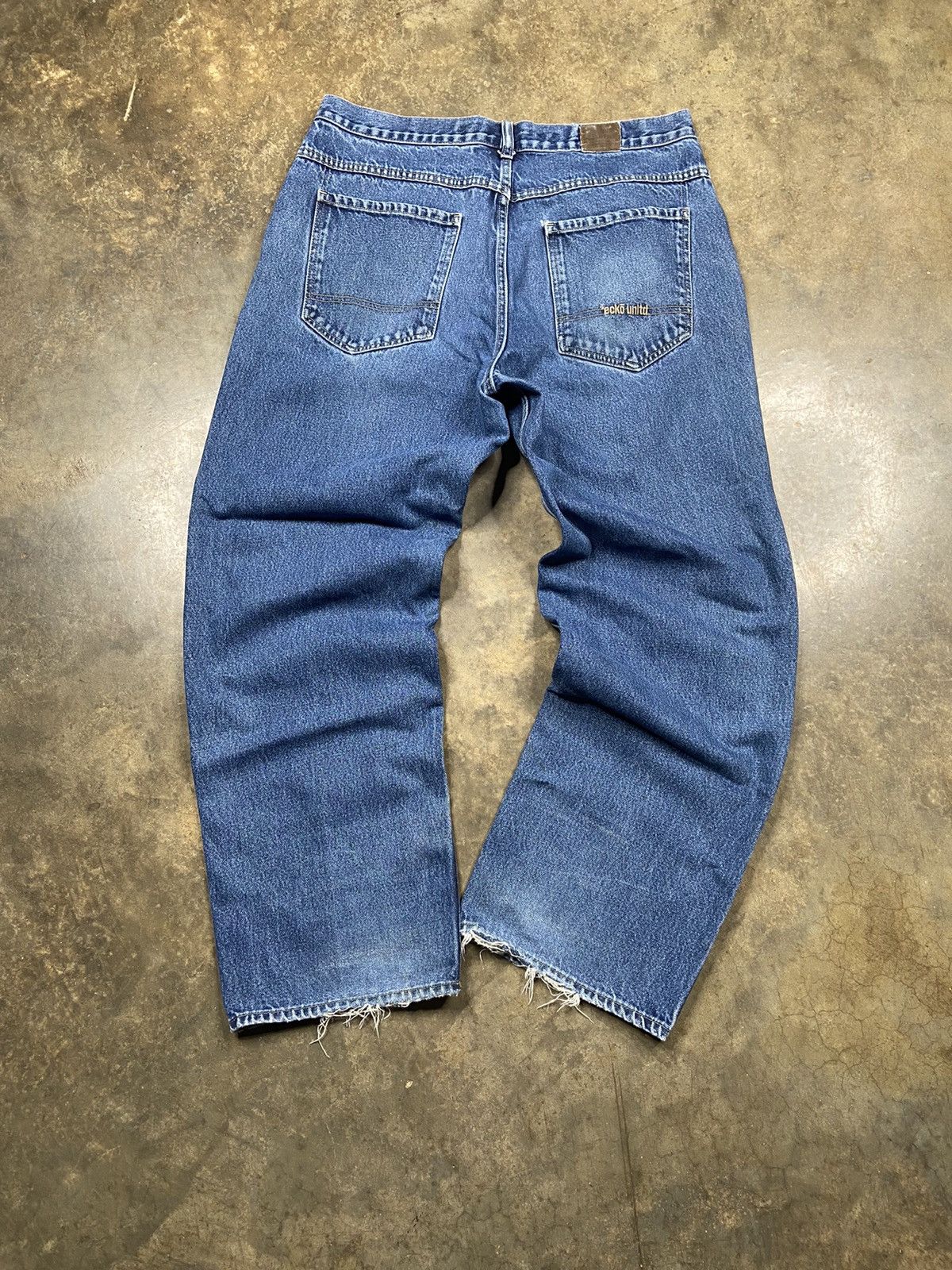 Ecko Unltd. Crazy Vintage Baggy Wide Loose Jnco Style Distressed Jeans Size US 36 / EU 52 - 8 Thumbnail