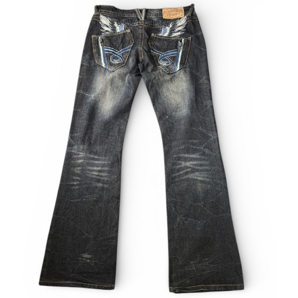 Le Grande Bleu (L.G.B.) 🇯🇵 Flared Affliction Distressed Whisker Embroidered Wings Size US 32 / EU 48 - 3 Thumbnail