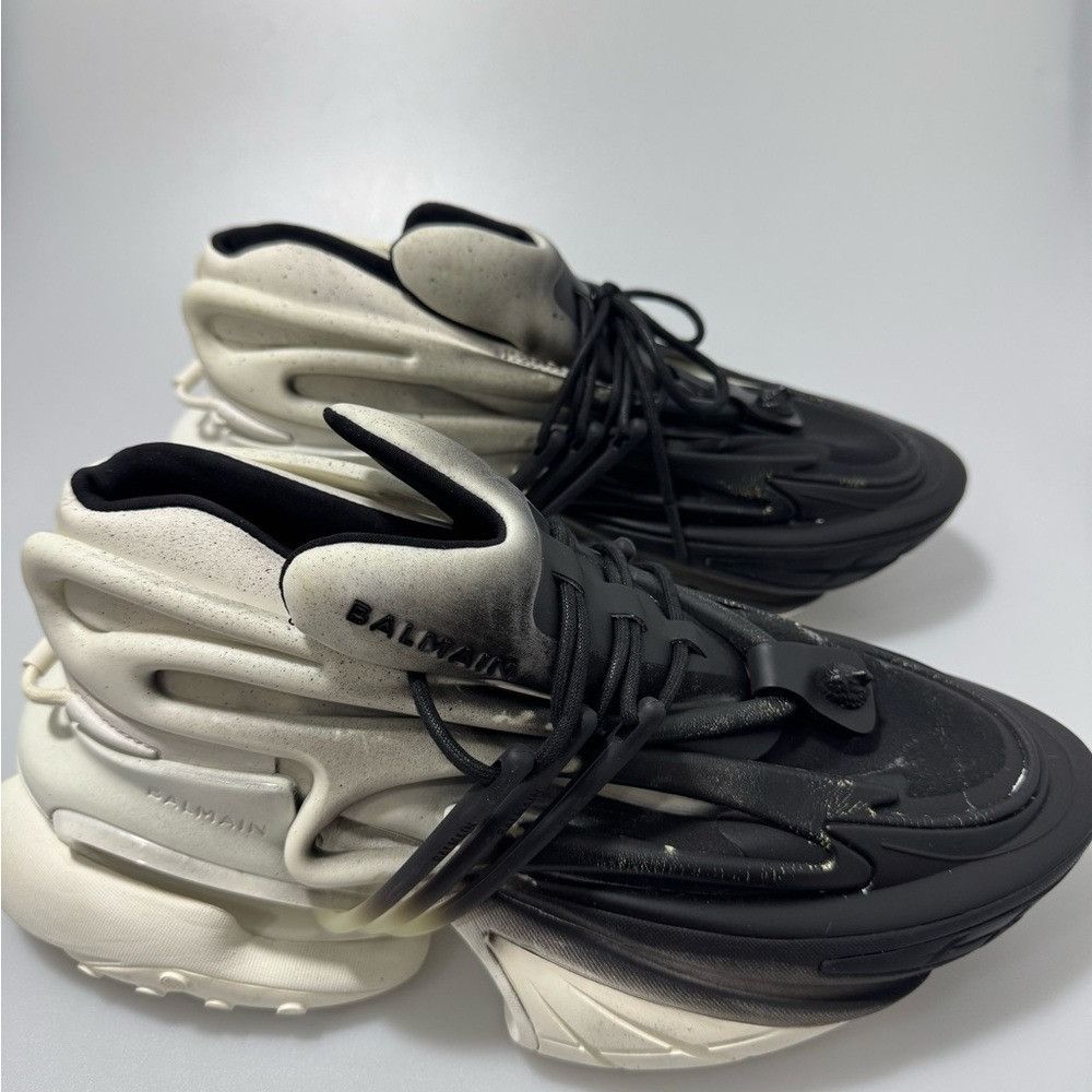 Balmain Balmain Unicorn Neoprene & RubberizedLeather Layered Sneaker Size US 7 / EU 40 - 3 Thumbnail